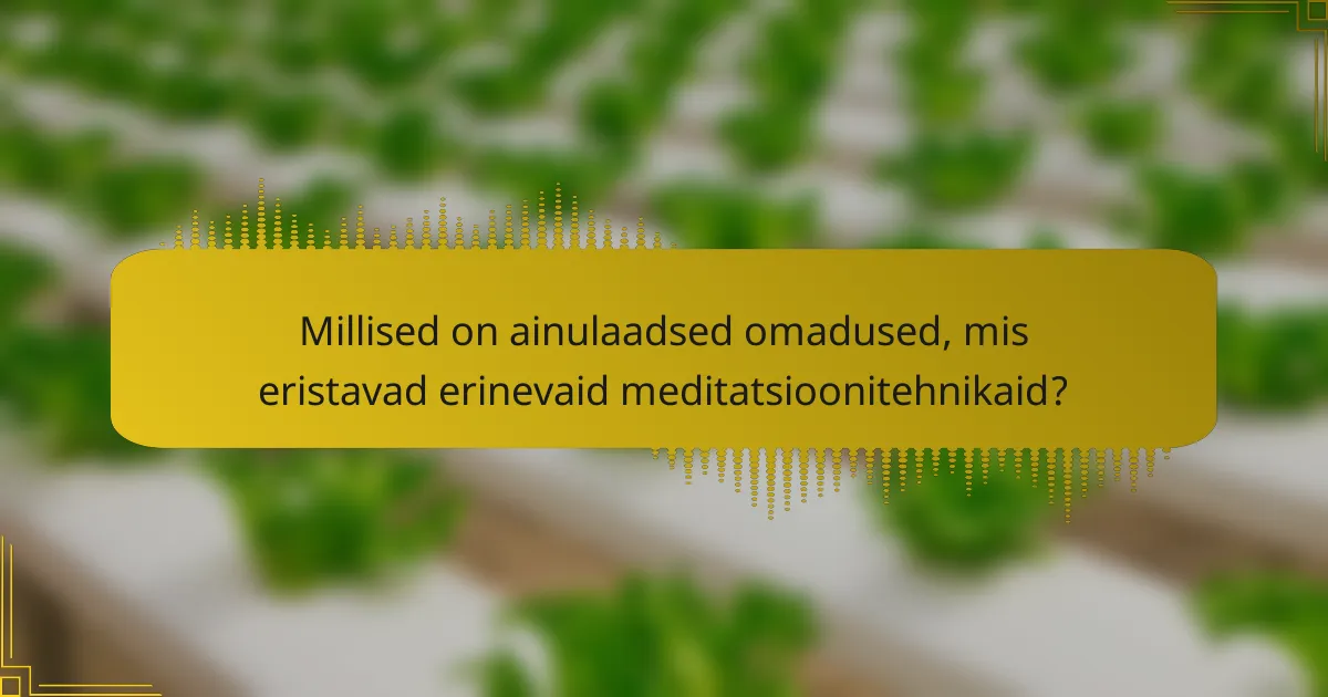 Millised on ainulaadsed omadused, mis eristavad erinevaid meditatsioonitehnikaid?
