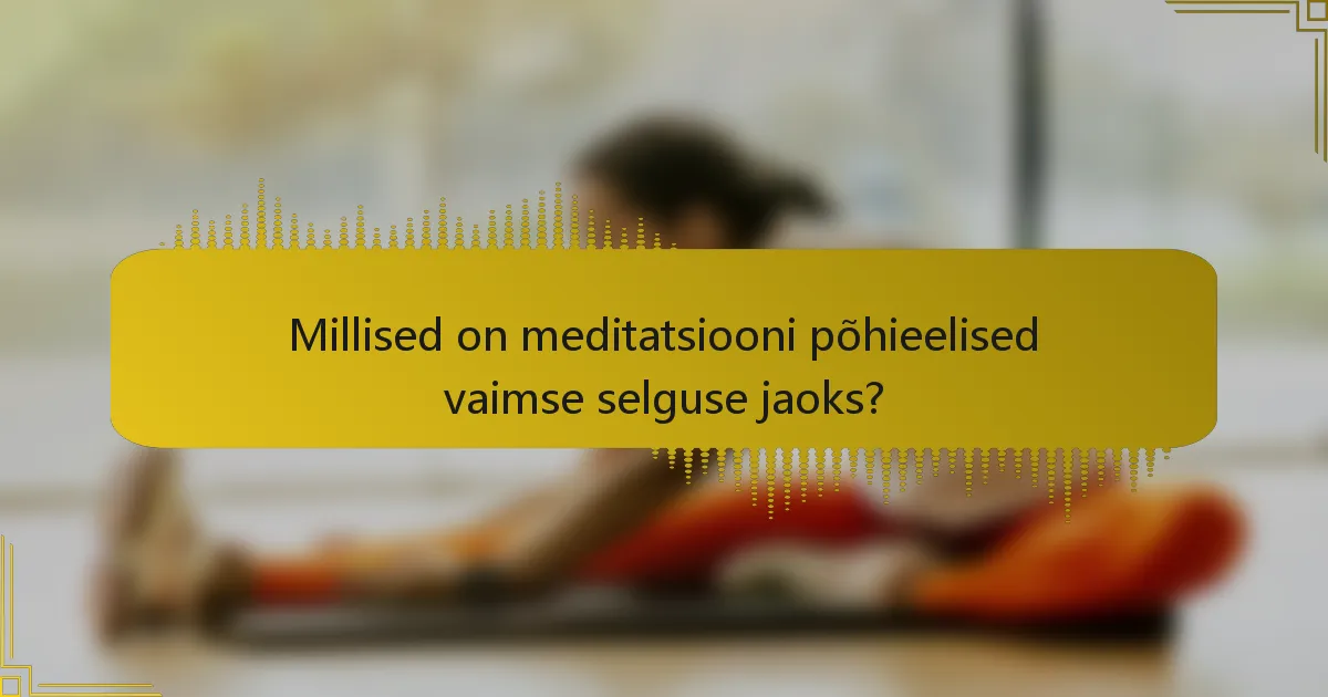 Millised on meditatsiooni põhieelised vaimse selguse jaoks?