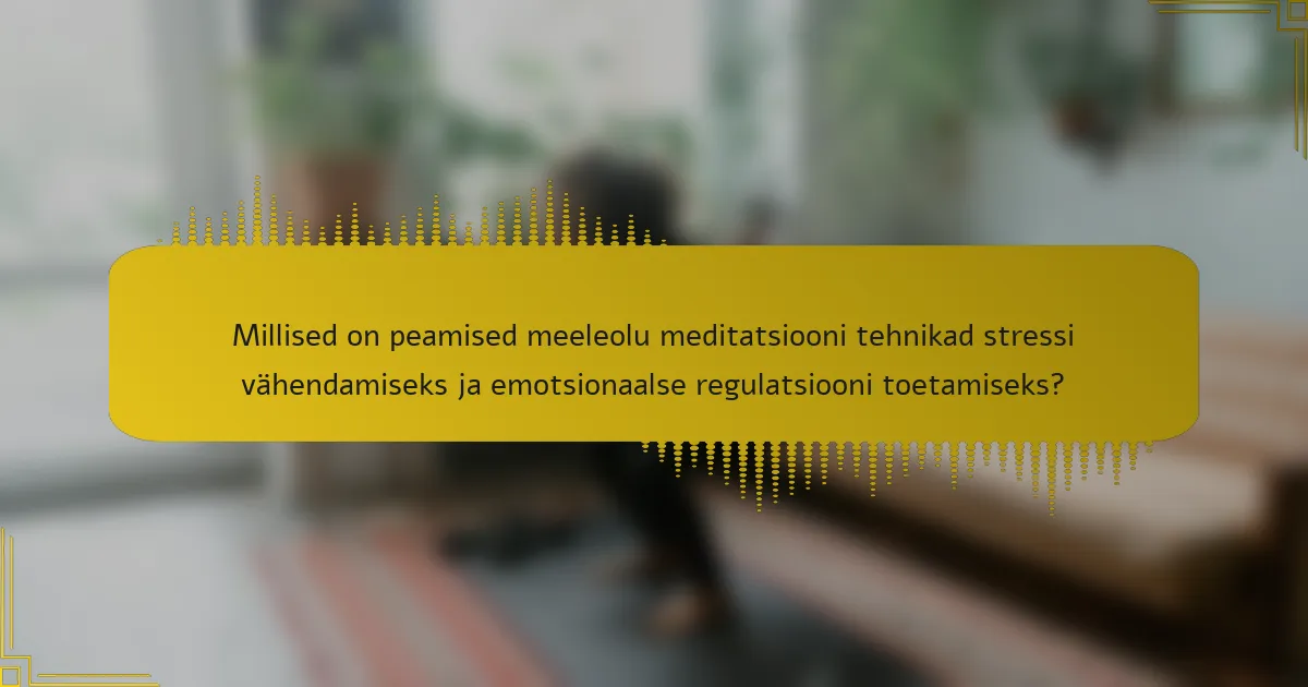 Millised on peamised meeleolu meditatsiooni tehnikad stressi vähendamiseks ja emotsionaalse regulatsiooni toetamiseks?