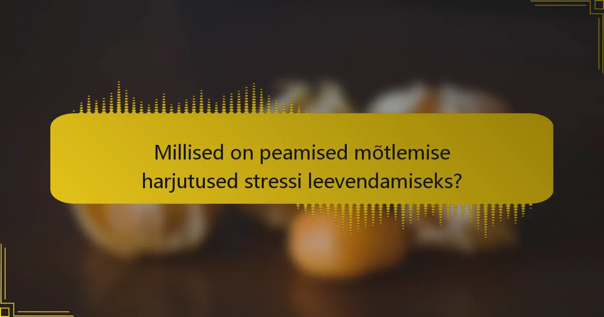 Millised on peamised mõtlemise harjutused stressi leevendamiseks?