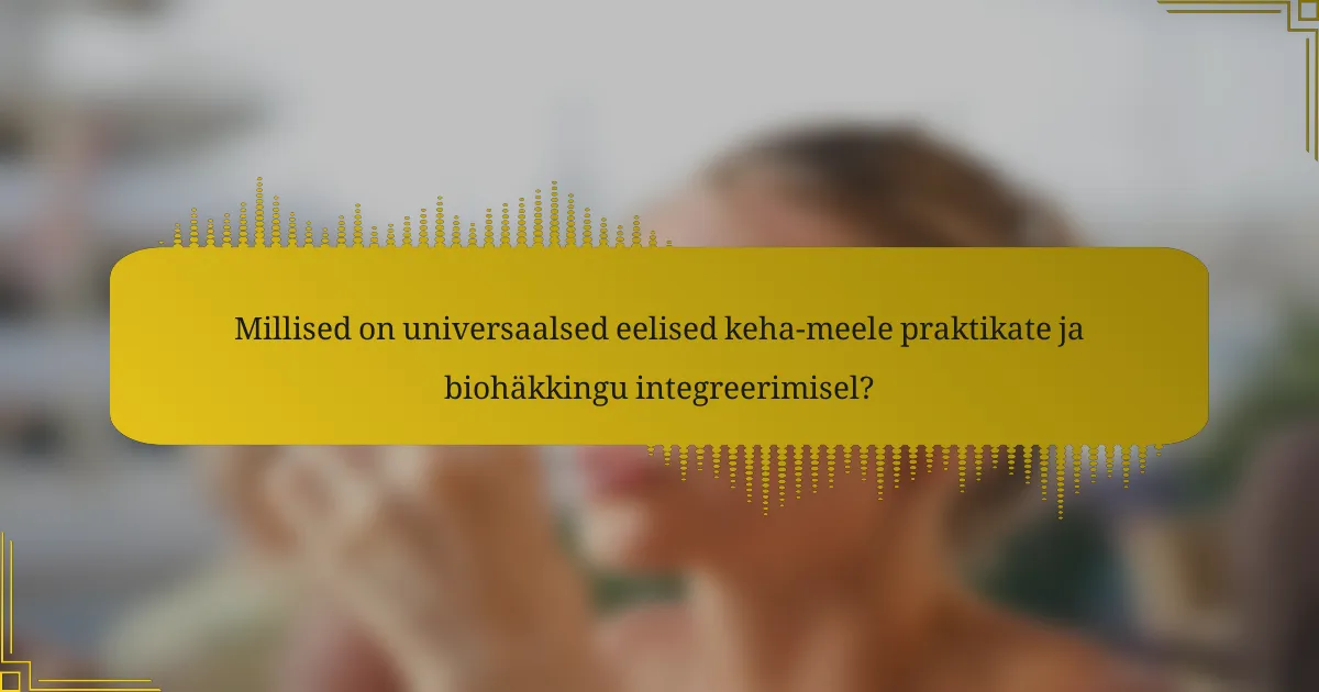 Millised on universaalsed eelised keha-meele praktikate ja biohäkkingu integreerimisel?