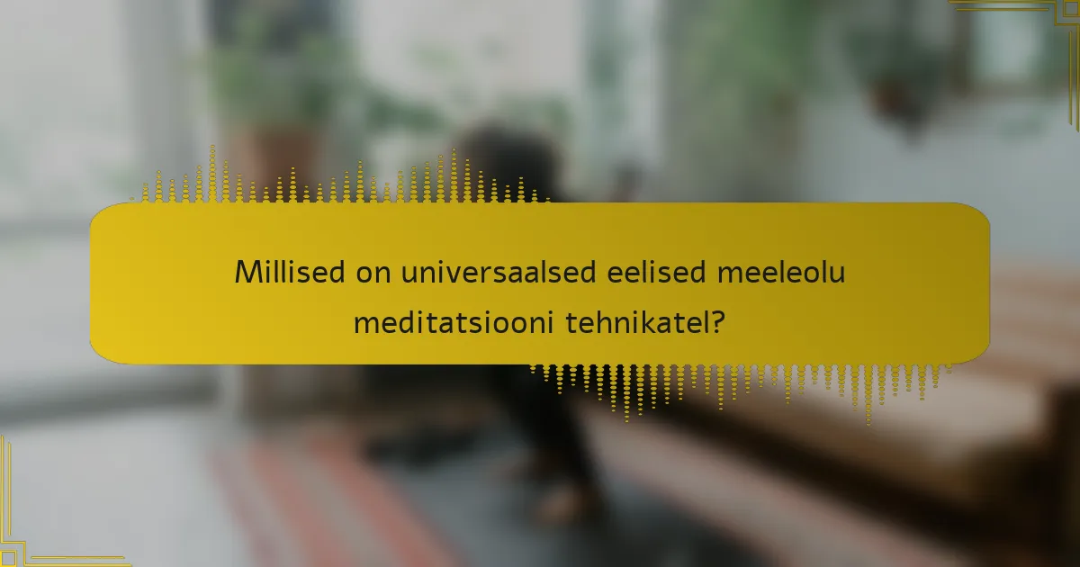 Millised on universaalsed eelised meeleolu meditatsiooni tehnikatel?
