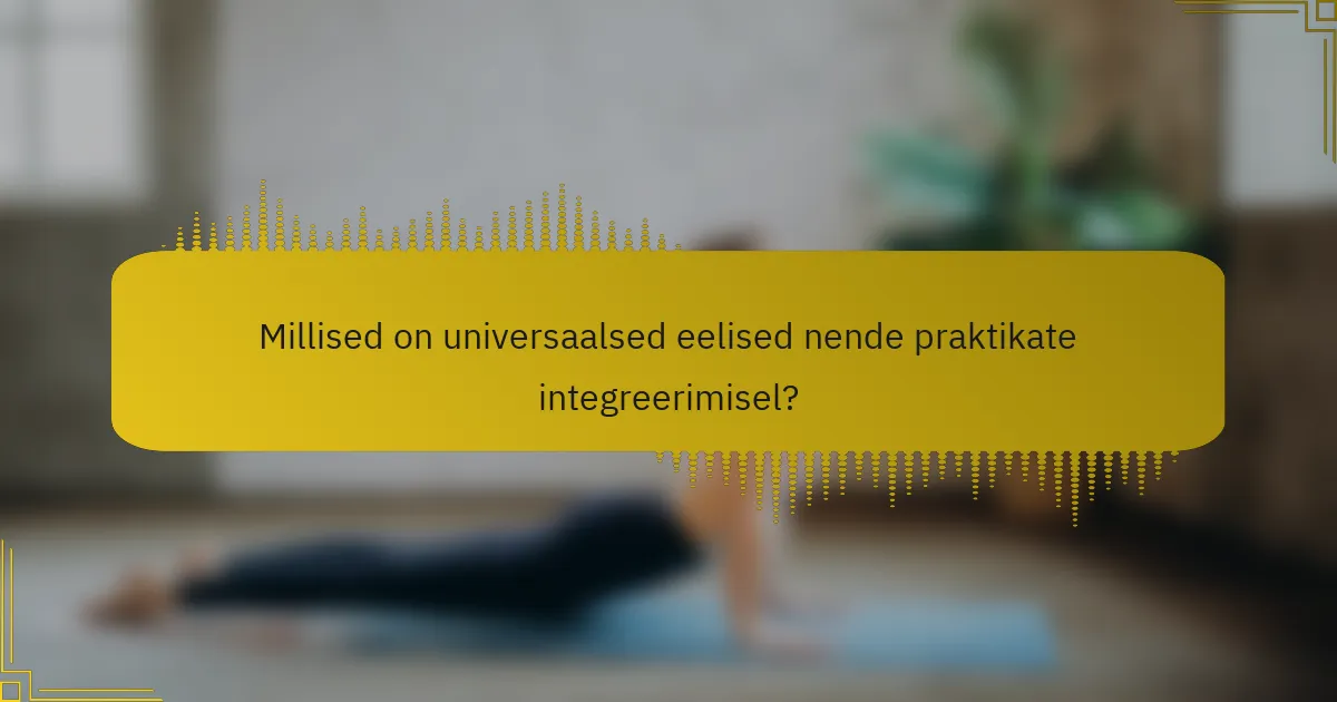 Millised on universaalsed eelised nende praktikate integreerimisel?