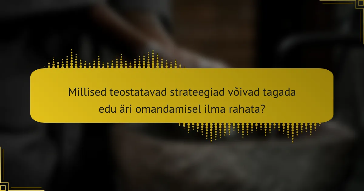 Millised teostatavad strateegiad võivad tagada edu äri omandamisel ilma rahata?