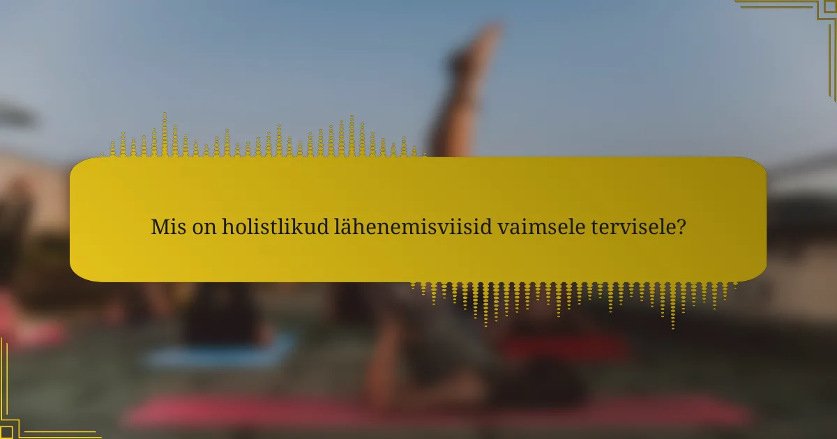 Mis on holistlikud lähenemisviisid vaimsele tervisele?